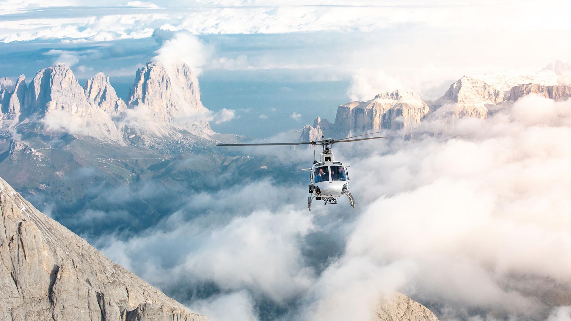 Helicopter flight over the Alps